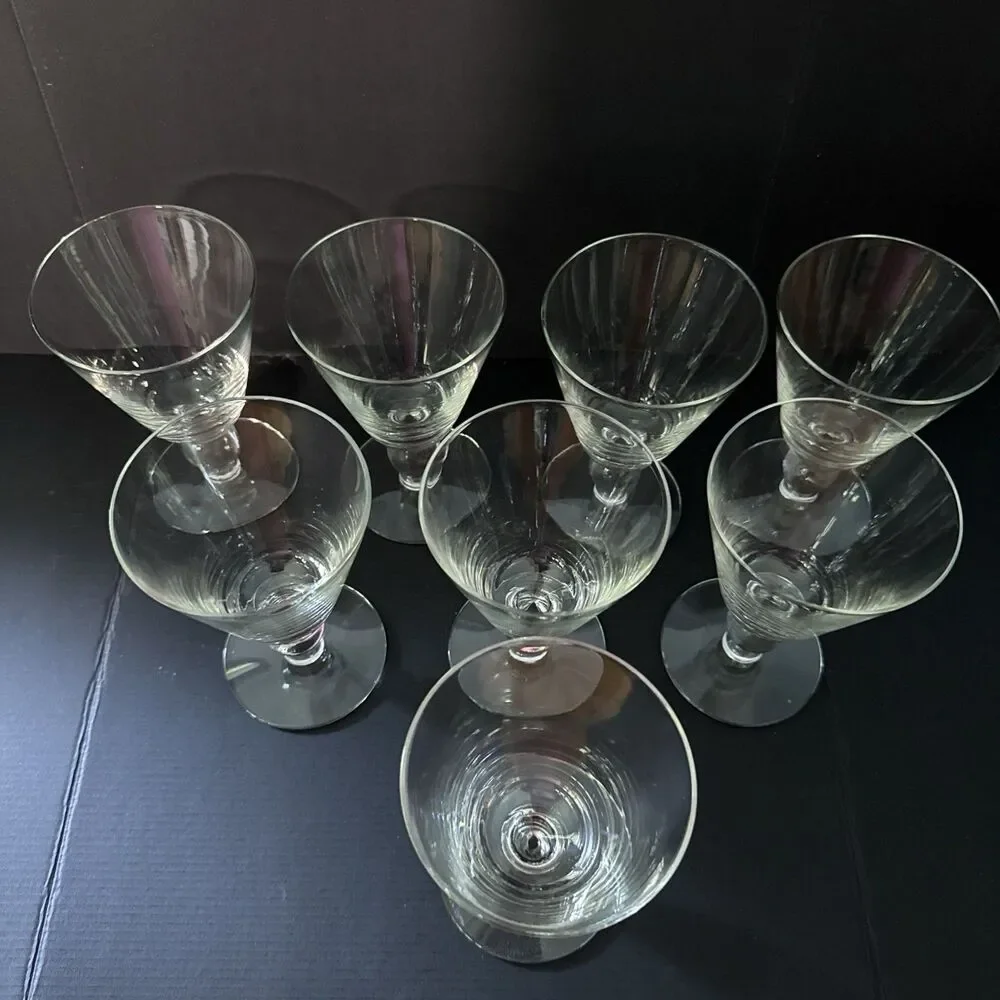 Set Of 8 Vintage Swedish Gulli Ingrid Crystal Wine Water Goblets Glasses 5.5”